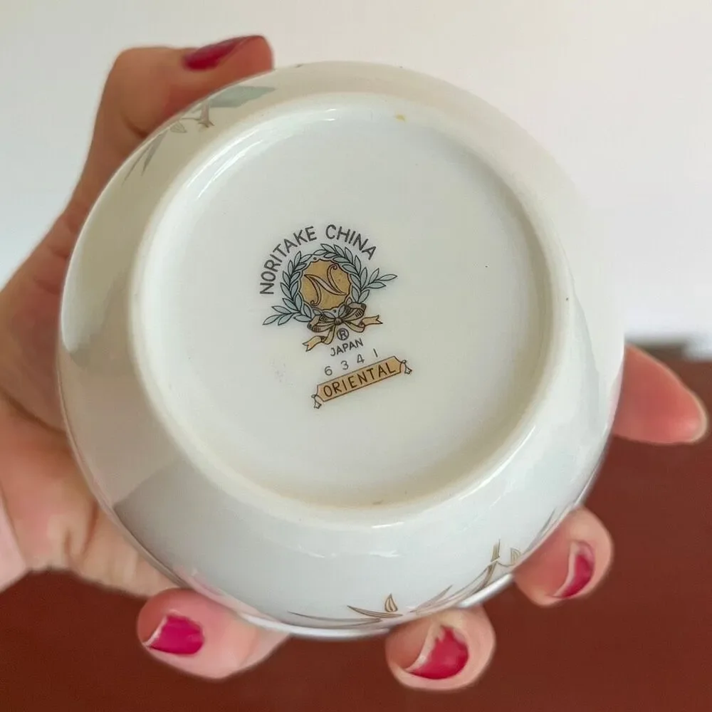 VTG Noritake China Oriental 6341 Bamboo Sugar Bowl Creamer Base Japan 1960s